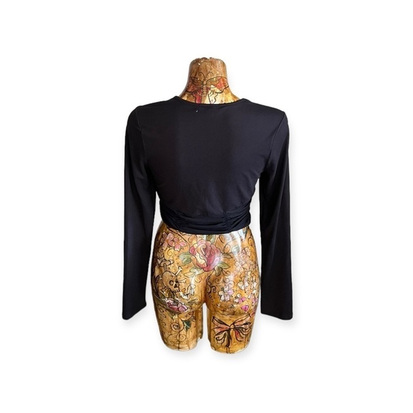 Liberty Love XL black crop top long sleeve stretch - Picture 4 of 8